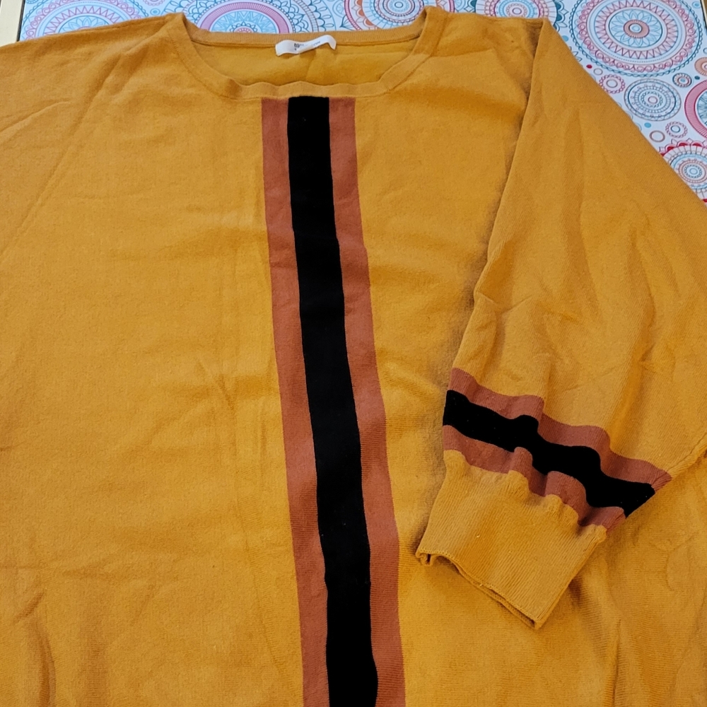 Golden-Rod Racer Stripe Sweater with Batwing Sleeve